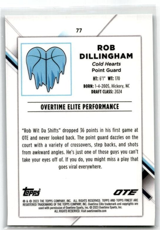 2022-23 Topps Finest OTE Aqua Wave Refractors #/75 #77 Rob Dillingham