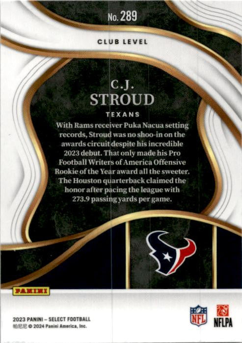 2023 Panini Select #289 C.J. Stroud Rookie Houston Texans