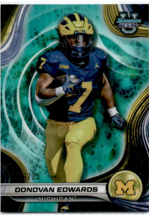 2024 Bowman University Best Aqua Refractor #54 Donovan Edwards Wolverines