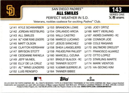 2025 Topps Rainbow Foil #143 All Smiles: Perfect Weather in S.D. Padres