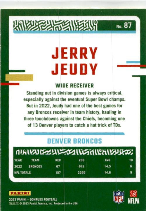 2023 Donruss Press Proof Yellow #87 Jerry Jeudy Denver Broncos