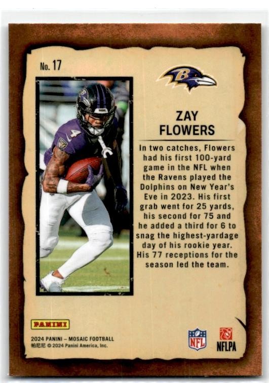 2024 Panini Mosaic #17 Zay Flowers Notoriety