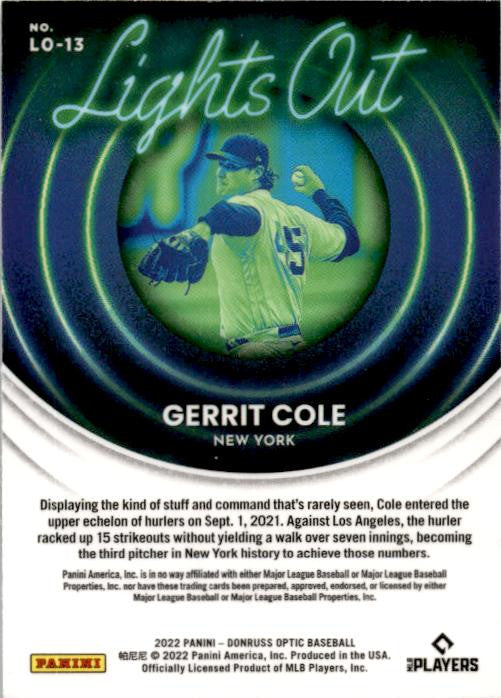 2022 Donruss Optic Lights Out #LO-13 Gerrit Cole New York Yankees