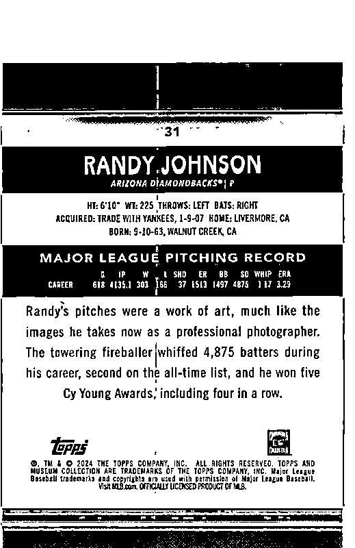 2024 Topps Museum Collection Copper #31 Randy Johnson Arizona Diamondbacks