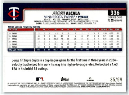 2025 Topps #336 Jorge Alcala Green Rainbow Foil #/99
