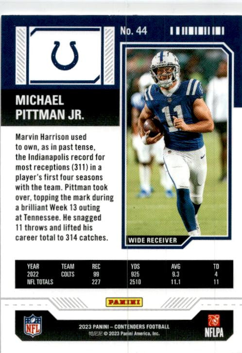 2023 Panini Contenders Game Ticket Red #44 Michael Pittman Jr. olts