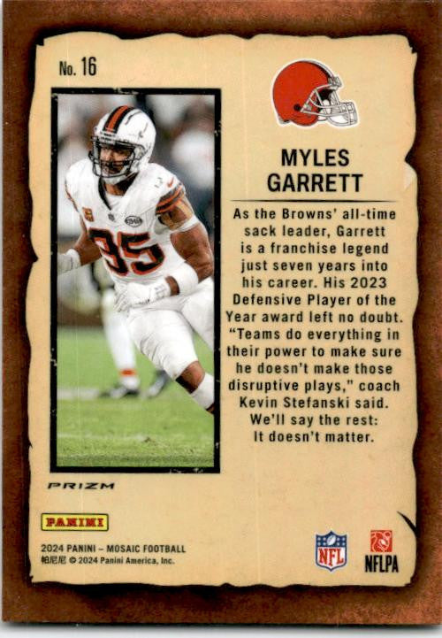 2024 Panini Mosaic Notoriety Mosaic #16 Myles Garrett Cleveland Browns