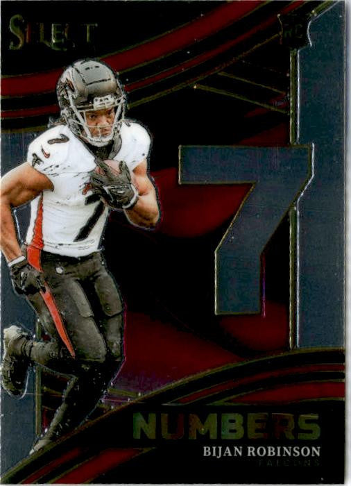 2023 Panini Select Select Numbers #NMB-BRO Bijan Robinson Atlanta Falcons
