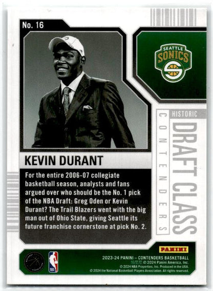 2023-24 Panini Contenders Historic Draft Class #16 Kevin Durant SuperSonics