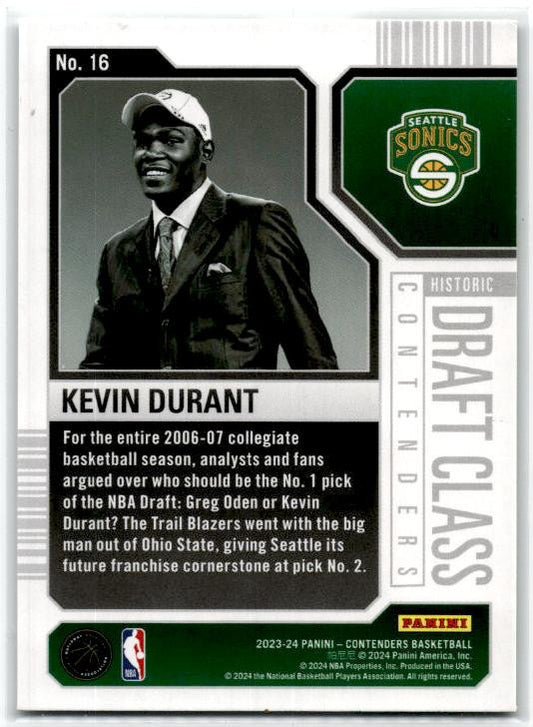 2023-24 Panini Contenders Historic Draft Class #16 Kevin Durant SuperSonics