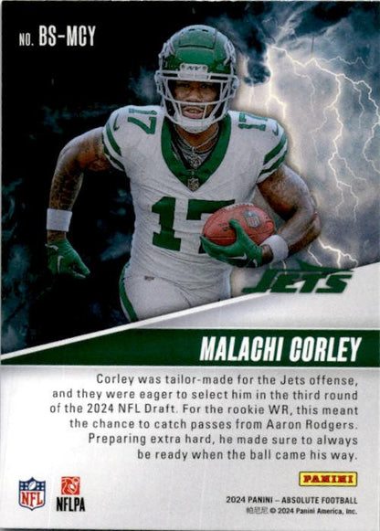 2024 Panini Absolute By Storm #BS-MCY Malachi Corley New York Jets
