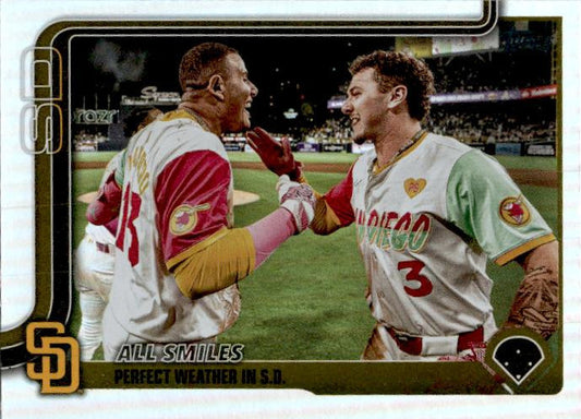 2025 Topps Rainbow Foil #143 All Smiles: Perfect Weather in S.D. Padres