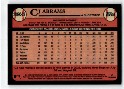 2024 Topps 1989 35th Anniversary Chrome #2T89C-23 CJ Abrams Washington Nationals