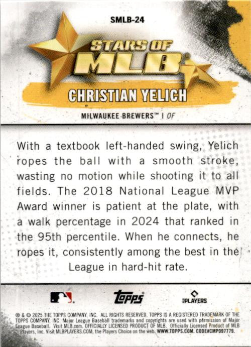 2025 Topps Stars of MLB #SMLB-24 Christian Yelich Milwaukee Brewers