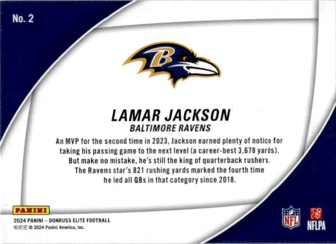 2024 Donruss Elite Field Vision Green #2 Lamar Jackson Baltimore Ravens