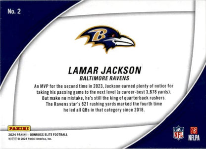 2024 Donruss Elite Field Vision Green #2 Lamar Jackson Baltimore Ravens