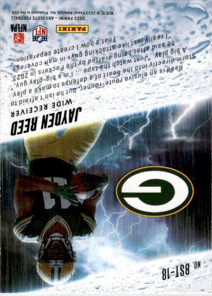 2023 Panini Absolute By Storm #BST-18 Jayden Reed Green Bay Packers