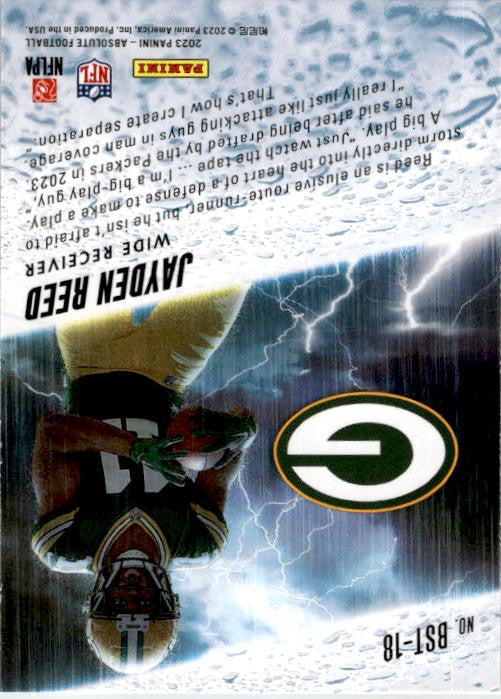 2023 Panini Absolute By Storm #BST-18 Jayden Reed Green Bay Packers