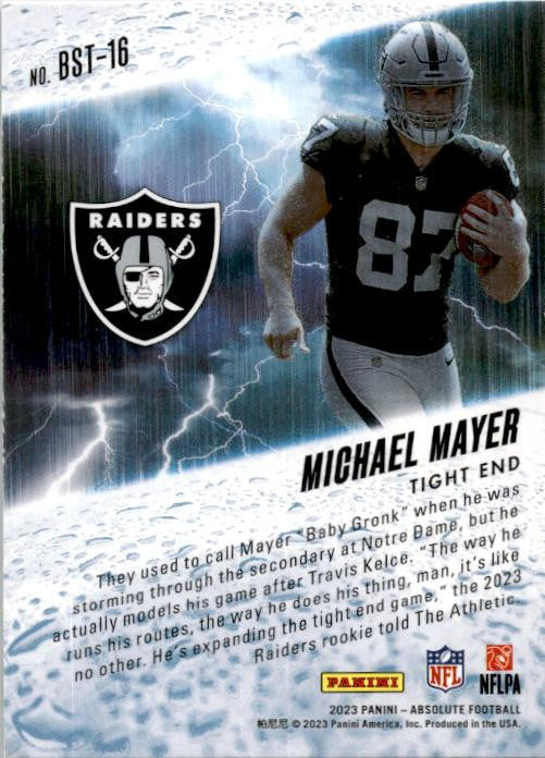 2023 Panini Absolute By Storm #BST-16 Michael Mayer Las Vegas Raiders