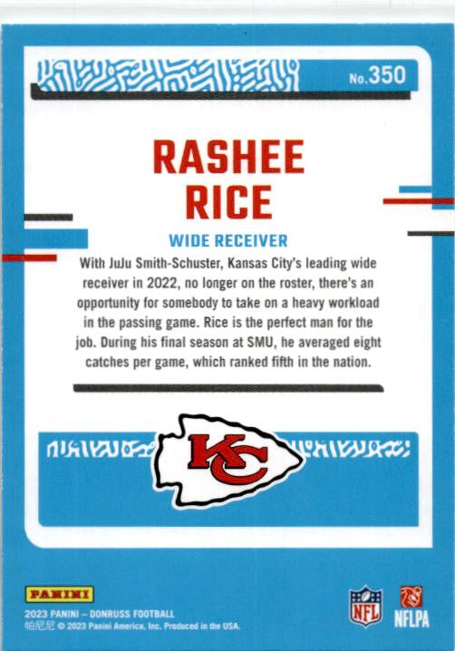2023 Donruss #350 Rashee Rice Rookie Kansas City Chiefs