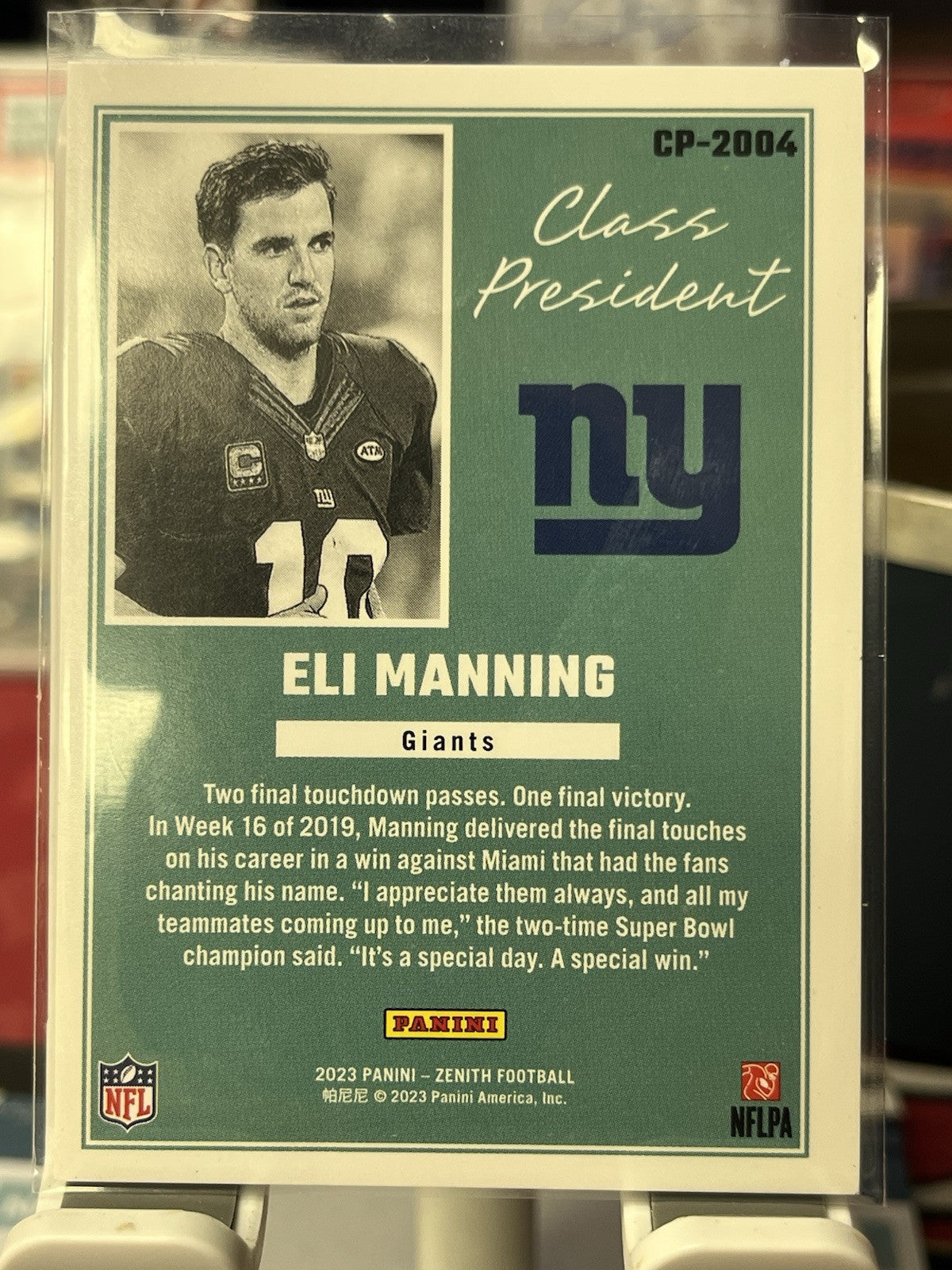 2023 PANINI ZENITH ELI MANNING CLASS PRESIDENT #CP-2004 GIANTS