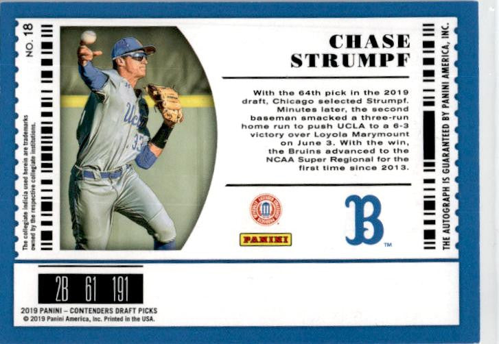 2019 Panini Contenders Draft Picks #18 Chase Strumpf Diamond Ticket