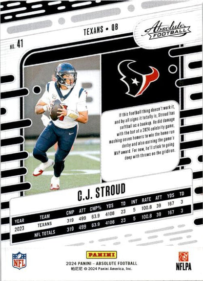 2024 Panini Absolute #41 C.J. Stroud Houston Texans