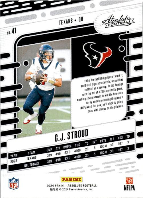 2024 Panini Absolute #41 C.J. Stroud Houston Texans
