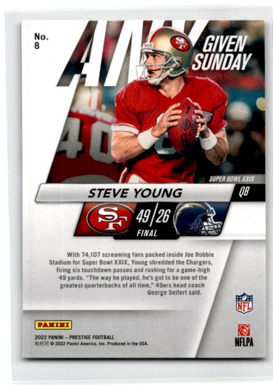 2022 Panini Prestige #8 Steve Young Any Given Sunday