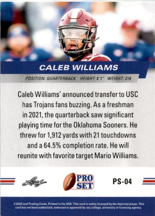 2022 Pro Set Draft Blue #PS-04 Caleb Williams Oklahoma Sooners