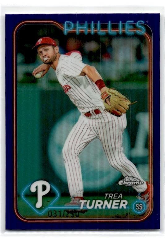 2024 Topps Chrome Purple Refractors #169 Trea Turner #/250 Philadelphia Phillies