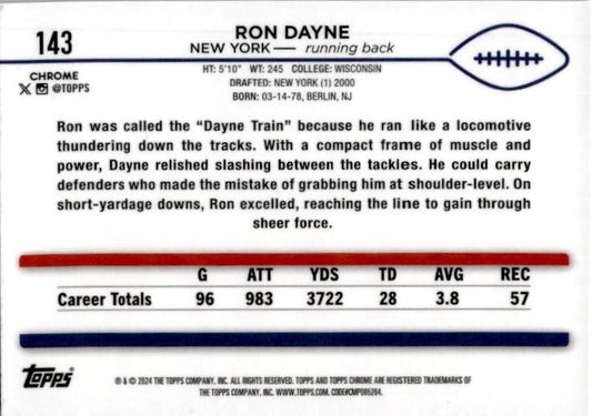 2024 Topps Chrome Checkerboard #143 Ron Dayne Giants