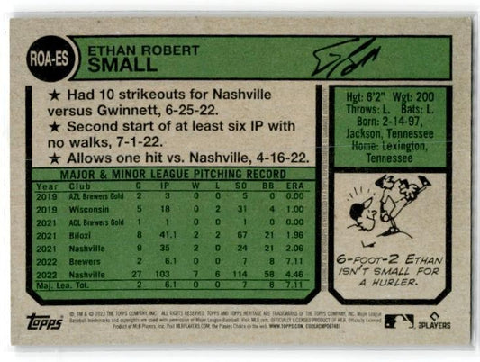 2023 Topps Heritage Real One Autographs #ROA-ES Ethan Small Auto Brewers