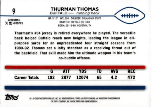 2024 Topps Chrome Checkboard #9 Thurman Thomas Bills