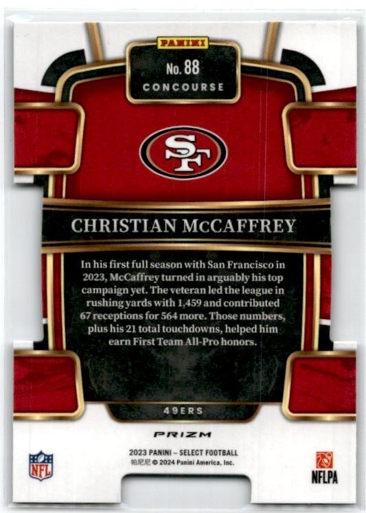 2023 Panini Select #88 Christian McCaffrey Black and Gold Prizms Die Cuts
