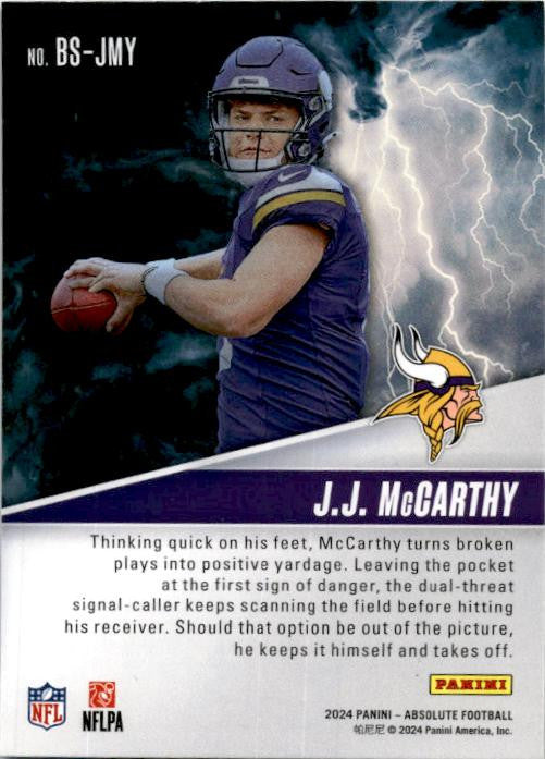 2024 Panini Absolute By Storm #BS-JMY J.J. McCarthy Minnesota Vikings