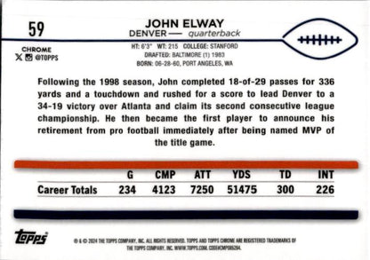 2024 Topps Chrome Prism #59 John Elway Denver