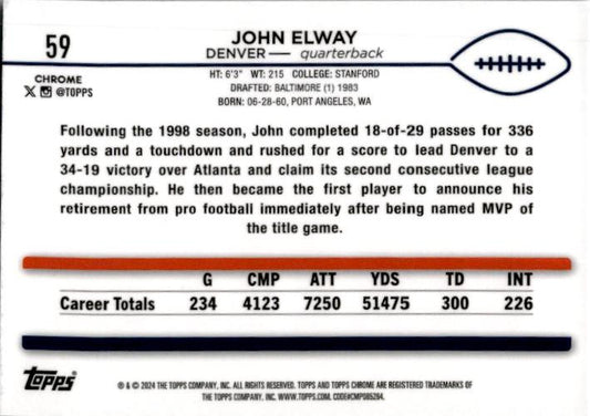 2024 Topps Chrome Prism #59 John Elway Denver