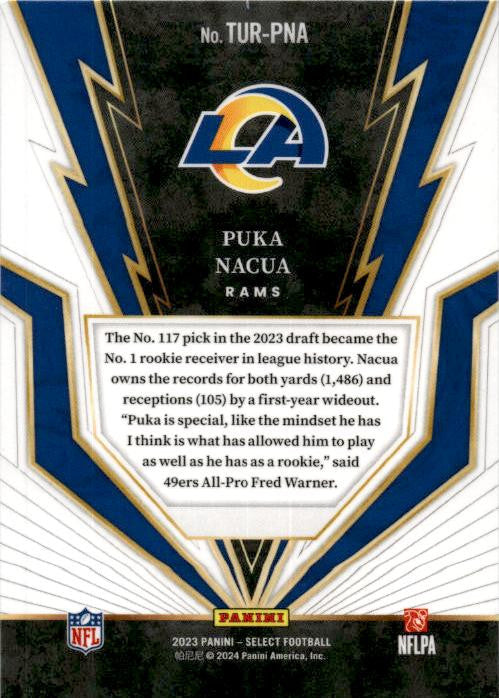 2023 Panini Select Turbocharged #TUR-PNA Puka Nacua Los Angeles Rams