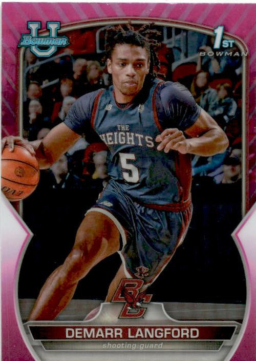 2022-23 Bowman University Chrome Pink #53 Demarr Langford Boston College Eagles