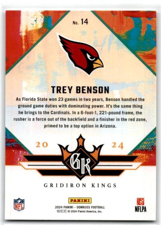 2024 Donruss Rookie Gridiron Kings #14 Trey Benson Arizona Cardinals