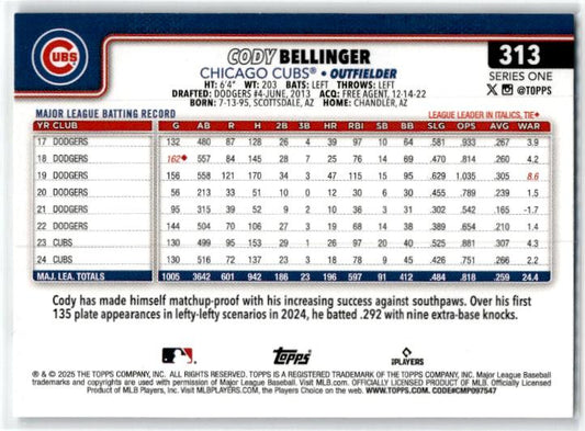 2025 Topps #313 Cody Bellinger Rainbow Foil