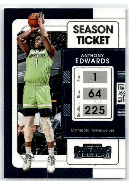2021-22 Panini Contenders Season Ticket #5 Anthony Edwards Timberwolves