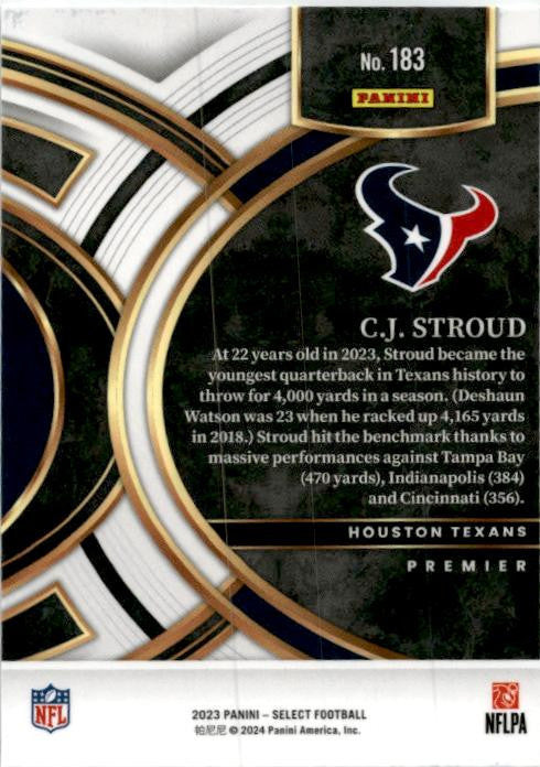 2023 Panini Select #183 C.J. Stroud Rookie Houston Texans