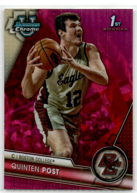 2023-24 Bowman University Chrome Pink #14 Quinten Post Boston College Eagles
