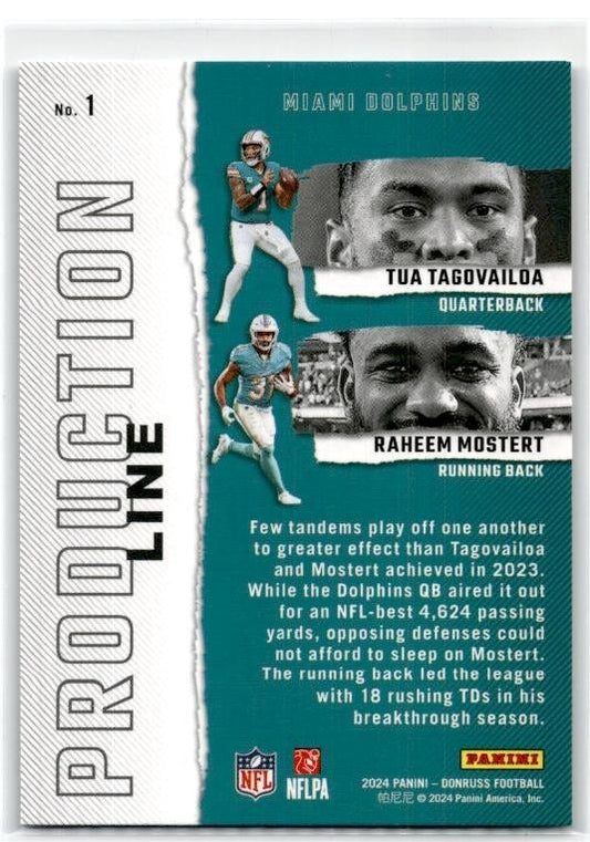 2024 Donruss Production Line #1 Tua Tagovailoa / Raheem Mostert Dolphins