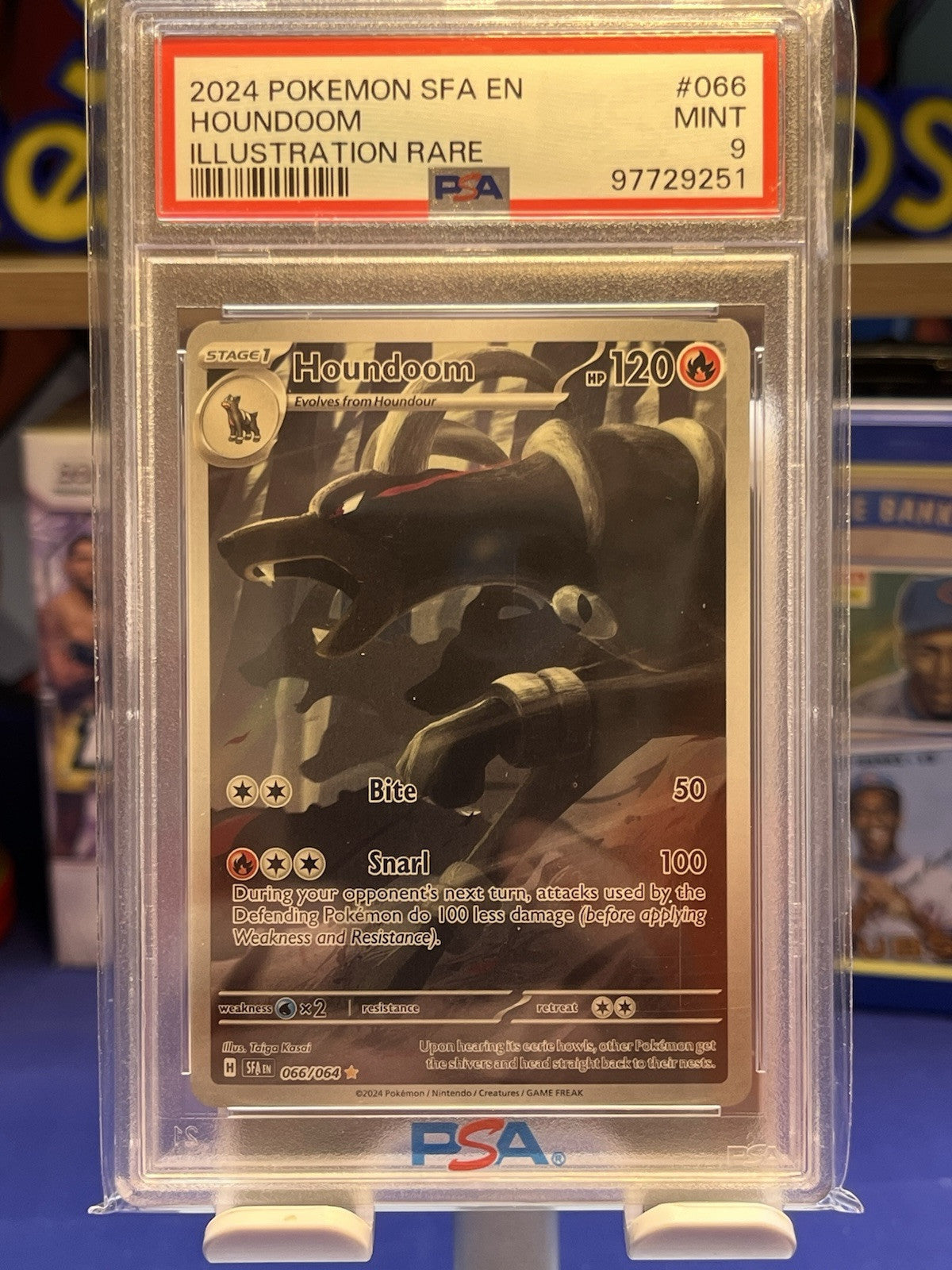 2024 POKEMON SFA EN-SHROUDED FABLE ILLUSTRATION RARE #066 HOUNDOOM PSA 9 Mint