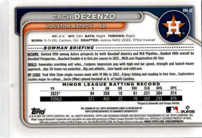 2024 Bowman Chrome Prospects Purple Mojo #BMA-ZD Zach Dezenzo Auto Astros