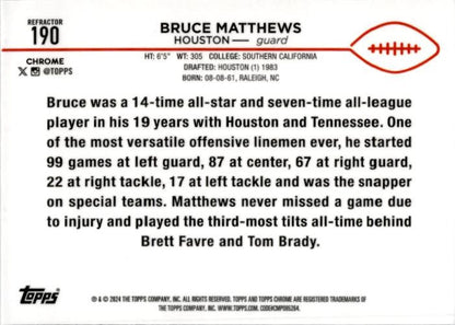 2024 Topps Chorme Refractor #190 Bruce Matthews