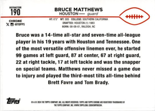2024 Topps Chorme Refractor #190 Bruce Matthews